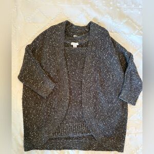 Chico’s 0 (4/6) Gray sparkle Women 3/4 sleeve Cardigan/tank two piece set